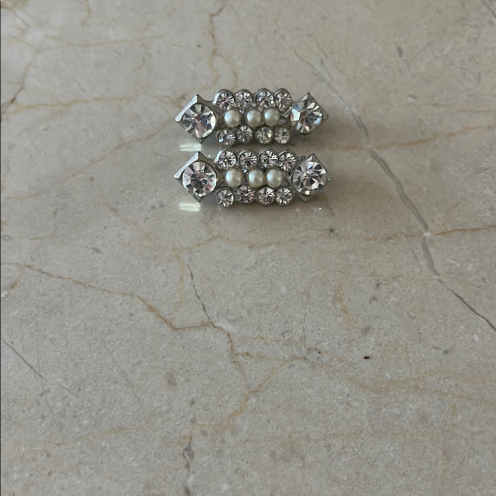 Vintage Silver Tone and Faux Pearl Women's Earrings